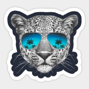 Leopard with sunglasses Sticker